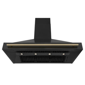ZLINE - 48" Black Stainless Steel Range Hood with Champagne Bronze Handle (BS655Z-48-CB)