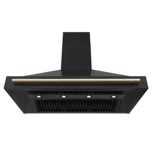 ZLINE - 48" Autograph Edition Kitchen Package with Black Stainless Steel Dual Fuel Range and Range Hood with Gold Accents (2AKP-RABRH48-G)