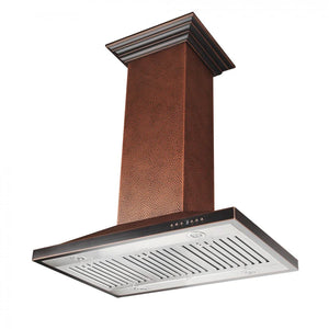 ZLINE - 36" Designer Series Hand Hammered Copper Convertible Vent Island Mount Range Hood (8GL2Hi-36)