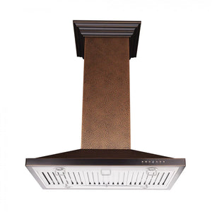 ZLINE - 36" Designer Series Hand Hammered Copper Convertible Vent Island Mount Range Hood (8GL2Hi-36)