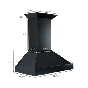ZLINE - 30" Convertible Vent Wooden Wall Mount Range Hood in Black (KBCC-30)