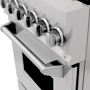 ZLINE - 24 in. 2.8 cu. ft. Legacy Dual Fuel Range with 4 Burner Gas Cooktop and Electric Convection Oven in Satin Stainless Steel