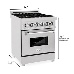 ZLINE - 24 in. 2.8 cu. ft. Legacy Dual Fuel Range with Gas Cooktop and Electric Convection Oven in Satin Stainless Steel with 4 Brass Burners