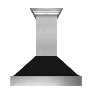 ZLINE - 30 in. Ducted Satin Stainless Steel Wall Mount Range Hood with Black Matte Shell (8654BLM-30)