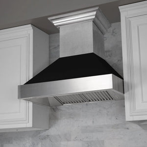 ZLINE - 30 in. Ducted Satin Stainless Steel Wall Mount Range Hood with Black Matte Shell (8654BLM-30)