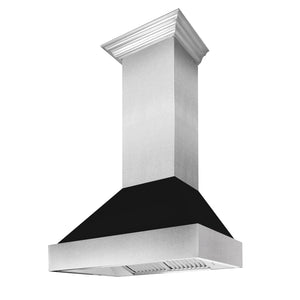 ZLINE - 30 in. Ducted Satin Stainless Steel Wall Mount Range Hood with Black Matte Shell (8654BLM-30)