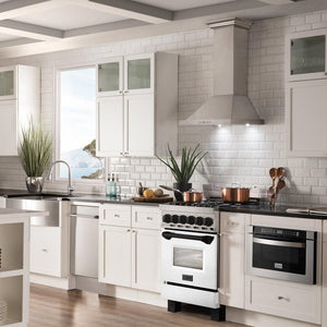 ZLINE - Autograph Edition 24 in. 2.8 cu. ft. Legacy Dual Fuel Range with 4 Burner Gas Cooktop and Electric Convection Oven in Stainless Steel with White Matte Door and Matte Black Accents