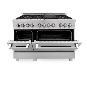 ZLINE - 48 in. 6.0 cu. ft. Legacy Dual Fuel Range with Gas Cooktop and 2 Electric Ovens in Satin Stainless Steel with 6 Brass Burners