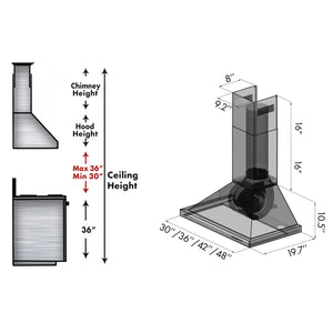 ZLINE - 48" Convertible Vent Wall Mount Range Hood in Stainless Steel with Crown Molding (KBCRN-48)