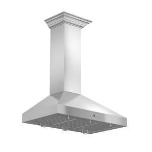 ZLINE - 36" Convertible Vent Wall Mount Range Hood in Stainless Steel with Crown Molding (KL3CRN-36)