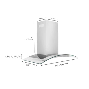ZLINE - 48" Convertible Vent Convertible Vent Wall Mount Range Hood in Stainless Steel & Glass (KN4-48)