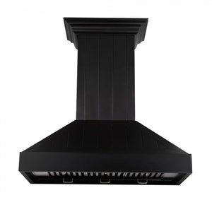 ZLINE - 36" Wooden Convertible Vent Wall Mount Range Hood in Black - Includes Motor (KPCC-36)