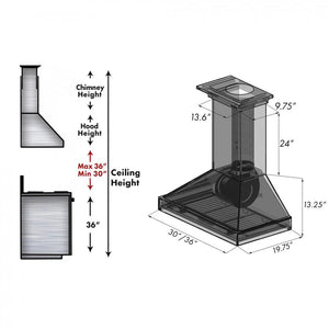 ZLINE - 36" Wooden Convertible Vent Wall Mount Range Hood in Black - Includes Motor (KPCC-36)