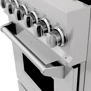 ZLINE - 24 in. 2.8 cu. ft. Legacy Dual Fuel Range with Gas Cooktop and Electric Convection Oven in Satin Stainless Steel with 4 Brass Burners