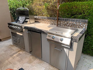 KoKoMo - 5 Burner Griddle Combo Drawer Fridge Outdoor Kitchen