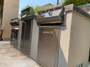 KoKoMo - 5 Burner Griddle Combo Drawer Fridge Outdoor Kitchen