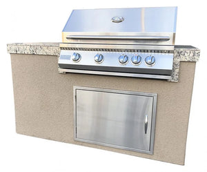 KoKoMo - 5' Maldives BBQ Island with Built In 4 Burner BBQ Grill and Access Door
