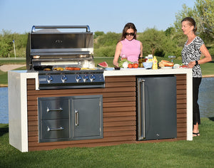 KoKoMo - Professional Shiplap Outdoor Kitchen With Waterfall Edge