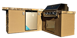 KoKoMo - Baja BBQ Island with 4 Burner Built In BBQ Grill and Refrigerator