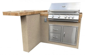 KoKoMo - Havana L-Shape BBQ Island With Bar Seating and Built In BBQ Grill 4'x5' BBQ