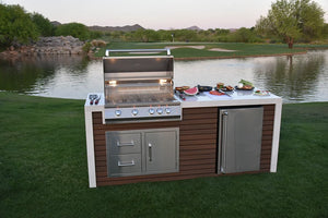 KoKoMo - Professional Shiplap Outdoor Kitchen With Waterfall Edge