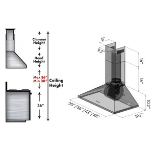 ZLINE - 48" Convertible Vent Convertible Vent Wall Mount Range Hood in Stainless Steel (KL2-48)