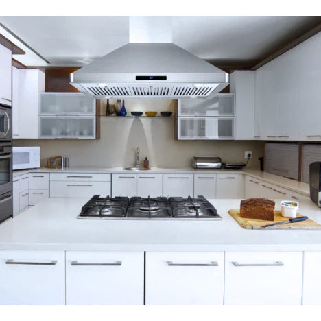 Cosmo 4-Piece, 36&quot; Range, 36&quot; Island Range Hood, 24&quot; Dishwasher and Refrigerator COS-4PKG-076