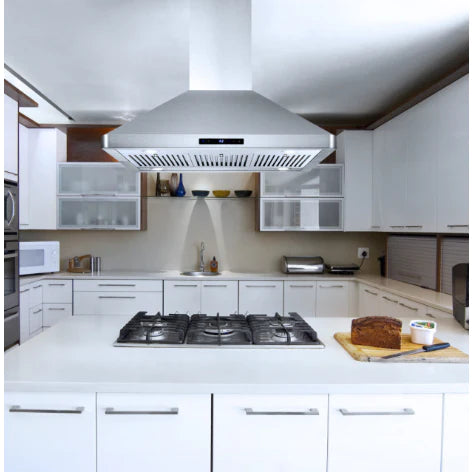 Cosmo 5-Piece Kitchen, 36&quot; Dual Fuel Range and 36&quot; Island Range Hood COS-5PKG-072