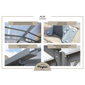 Gazebo Penguin - Stale Acay Carport L16.5ft x W11.83ft x H7.75ft