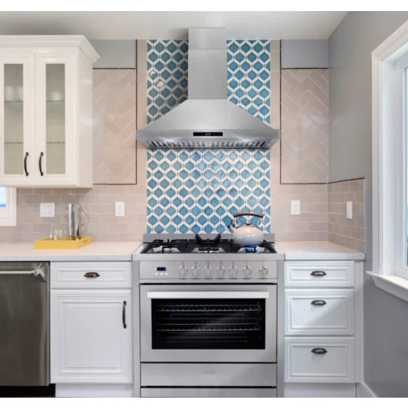 Cosmo 5-Piece Kitchen, 36&quot; Gas Range and 36&quot; Wall Mount Range Hood COS-5PKG-014