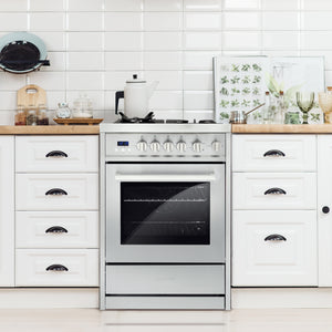 Cosmo 24 in. 2.73 cu. ft. Single Oven Gas Range with 4 Burner Cooktop and Heavy Duty Cast Iron Grates in Stainless Steel