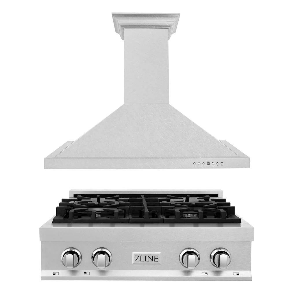 ZLINE - Kitchen Package with 30 in. Satin Stainless Steel Rangetop and Convertible Range Hood