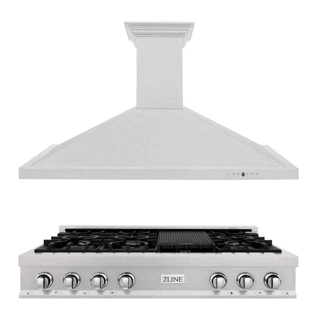 ZLINE - Kitchen Package with 48 in. Satin Stainless Steel Rangetop and Convertible Range Hood