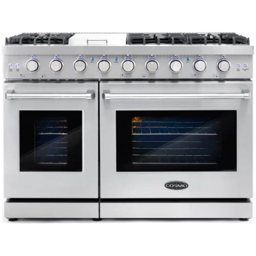 Cosmo 4-Piece, 48&quot; Gas Range, 48&quot; Range Hood, 24&quot; Dishwasher and Refrigerator COS-4PKG-122