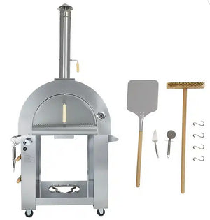 KoKoMo - 32 Inch Dual Fuel Gas or Wood Fired Stainless Steel Pizza Oven
