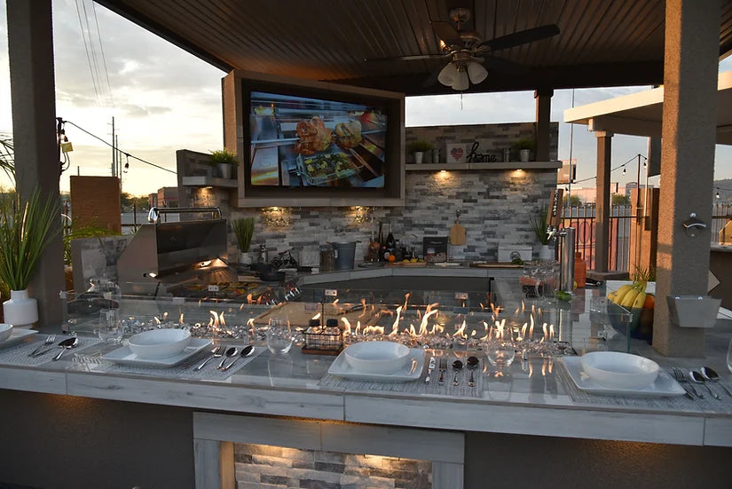 KoKoMo Best Outdoor Kitchen Bermuda BBQ Island with TV LUX