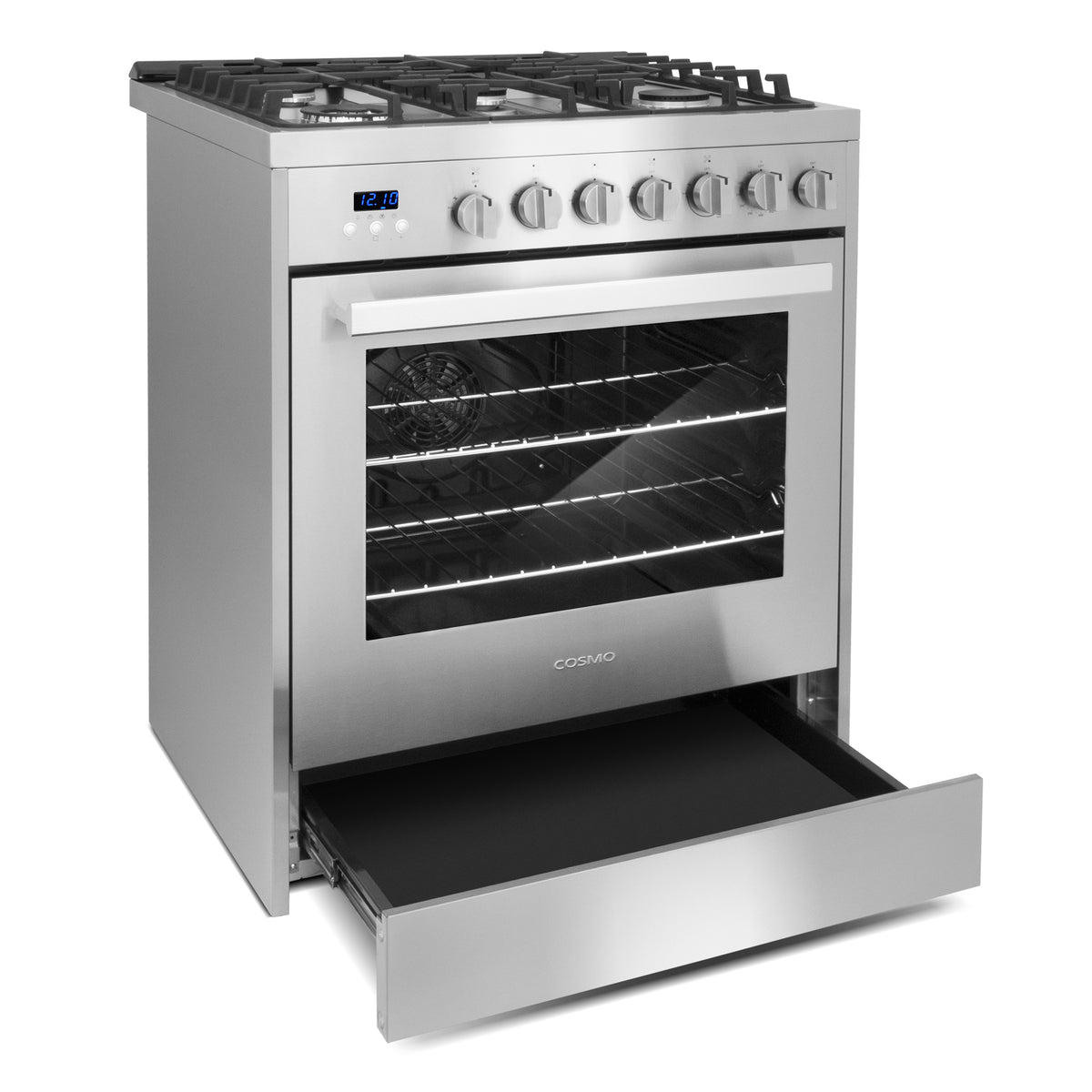 Cosmo 30 in. 5.0 cu. ft. Single Oven Gas Range with 5 Burner Cooktop and Heavy Duty Cast Iron Grates in Stainless Steel