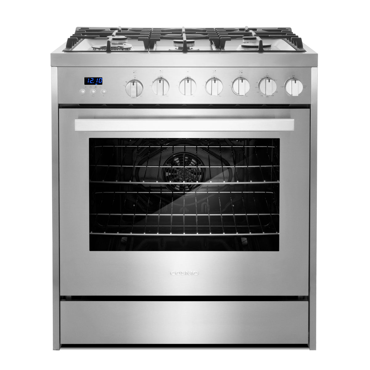 Cosmo 30 in. 5.0 cu. ft. Single Oven Gas Range with 5 Burner Cooktop and Heavy Duty Cast Iron Grates in Stainless Steel