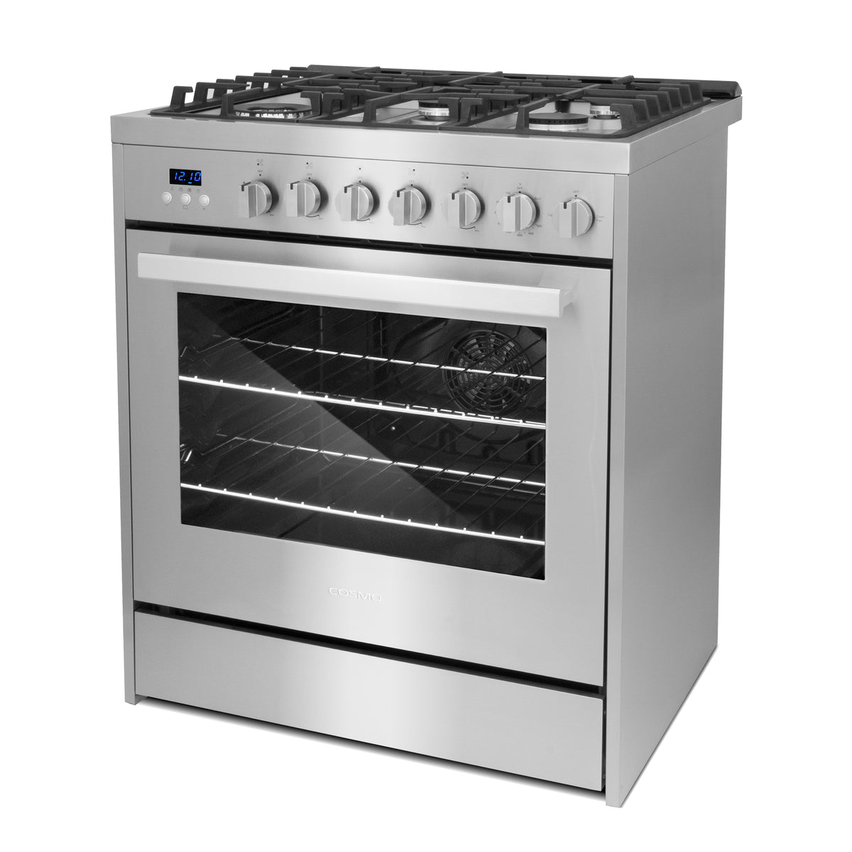 Cosmo 30 in. 5.0 cu. ft. Single Oven Gas Range with 5 Burner Cooktop and Heavy Duty Cast Iron Grates in Stainless Steel