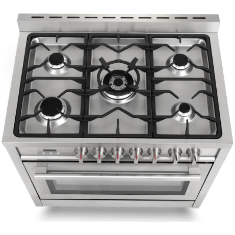 Cosmo 5-Piece Kitchen, 36&quot; Dual Fuel Range and 36&quot; Island Range Hood COS-5PKG-072