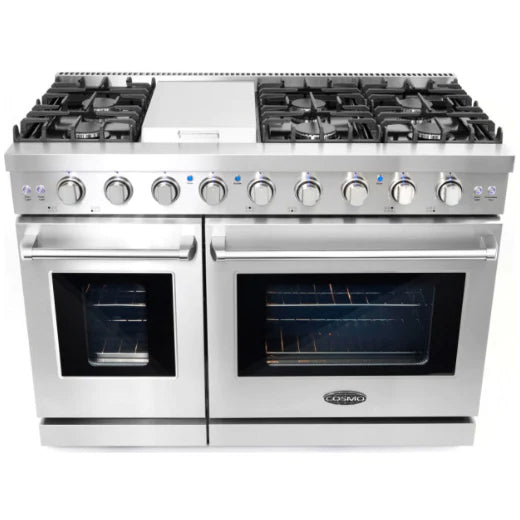 Cosmo 4-Piece, 48&quot; Gas Range, 48&quot; Range Hood, 24&quot; Dishwasher and Refrigerator COS-4PKG-122