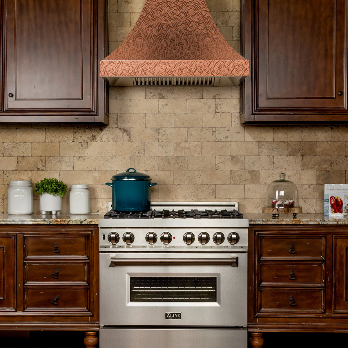 ZLINE - 48&quot; Designer Series Hand-Hammered Copper Finish Ducted Wall Range Hood (8632H-48)