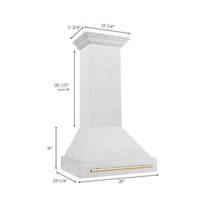 ZLINE - Autograph Edition 30 in. Satin Stainless Steel Wall Mount Range Hood with Matte Black Handle