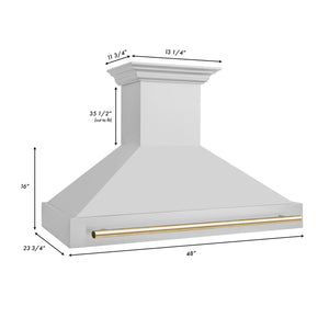 ZLINE - 48" Autograph Edition Kitchen Package with Stainless Steel Dual Fuel Range and Range Hood with Gold Accents