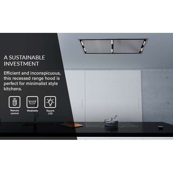 FORNO - Arezzo 44-Inch Recessed Ceiling Range Hood, Dual Motors, 1200 CFM, Hybrid Filters, Remote Control