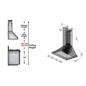 ZLINE - 36 in. Designer Series Satin Stainless Steel Convertible Vent Wall Mount Range Hood (8KBS-36)