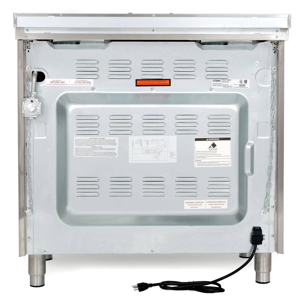 Cosmo 36 in. 3.8 cu. ft. Single Oven Gas Range with 5 Burner Cooktop and Heavy Duty Cast Iron Grates in Stainless Steel