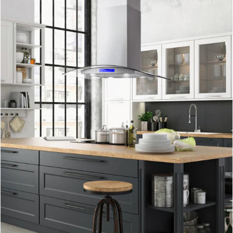 Cosmo 5-Piece Kitchen, 36&quot; Dual Fuel Range and 36&quot; Island Range Hood COS-5PKG-066