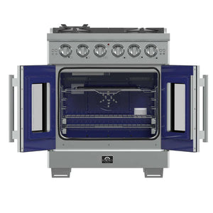 FORNO - Capriasca 30-Inch Freestanding French Door Gas Range, 4 Burners, Convection Oven, Energy Efficient