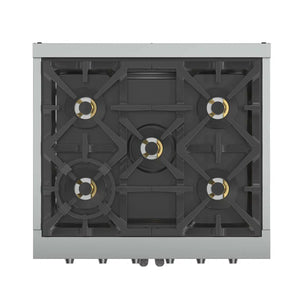FORNO - Capriasca 30-Inch Freestanding French Door Gas Range, 4 Burners, Convection Oven, Energy Efficient